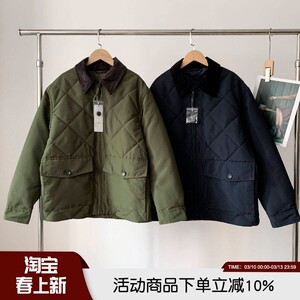 
Retro stylish high-end autumn and winter couple corduroy neckline barn cotton jacket quilted windproof warm cotton jacket