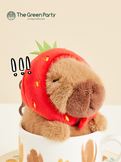 Thegreenparty Kapibala Doll - Strawberry Hat Plush Toy