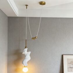All-Copper Italian Minimalist Art Simple and Unique Resin Pattern Dressing Room Dining Room Bar Corridor Bedside Single Pendant Light