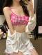 French short tube top niche sweet checkered small suspender vest 2024 new slim beauty back top girl