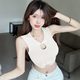 New Chinese black suspenders small vest female summer hot girl pure desire, hollowed out, short sexy inner clothes
