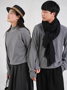 
Yuanjia pure cashmere couple sweater round neck half turtle neck warm men and women casual knit sweater winter Y-305 limited