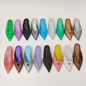 
Retro style pointed toe stiletto fashion sandals for women summer jelly shoes witch shoes low-cut low-heeled slippers