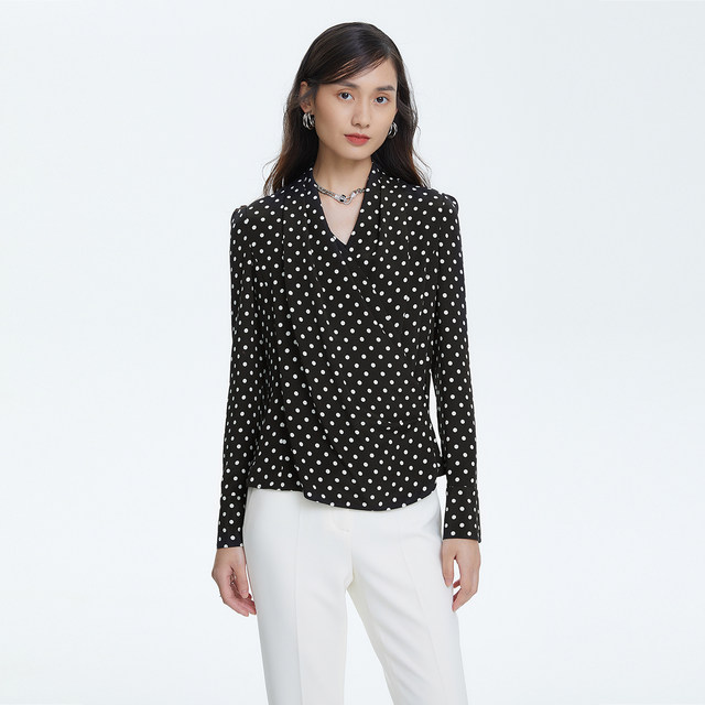 [Langzi Outlet] LANCY/Langzi Women's Clothing [Polka Dot Game] Spring New Style Shirt Women's Long Sleeve Business Commuter