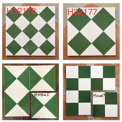 Hong Kong Style Retro Style Antique Brick Green Bathroom Kitchen Non-Slip Floor Tile Flower Piece Matte Parquet 300 Wall Tiles