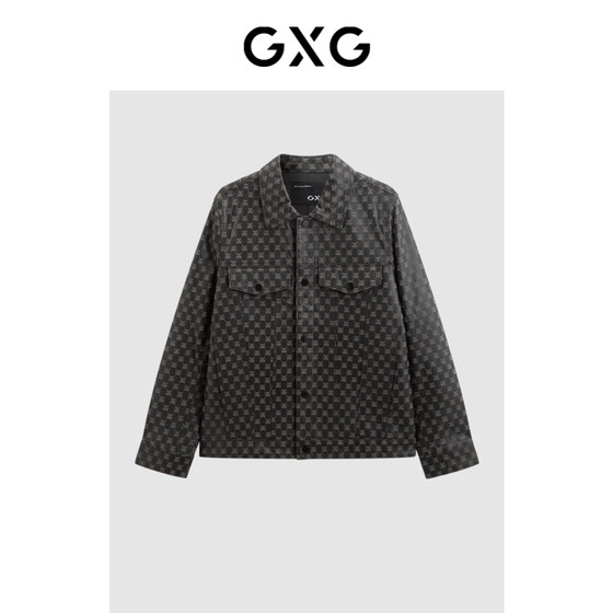 
GXG men's clothing, presbyterian print genuine leather jacket, men's trendy fashion jacket, leather jacket, hot sale in spring and autumn