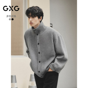 
GXG men's clothing, stand-up collar simple cardigan commuter lapel sweater casual knitted sweater jacket 2025 autumn new product