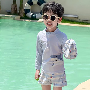 
New children's swimsuits, boys split long-sleeved sun protection professional swimsuits, medium-sized, big boys, quick-dry students' swimsuits