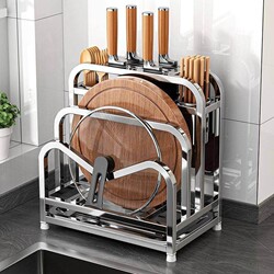 304 Stainless Steel Kitchen Knife Rack Storage Rack New Multi-Functional Cutting Board and Knife Integrated Storage Rack Chopping Board