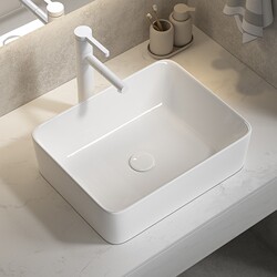 Ceramic Countertop Washbasin Single Basin for Home Bathroom, Balcony Sink, Ultra-Small Countertop Basin with Drainage