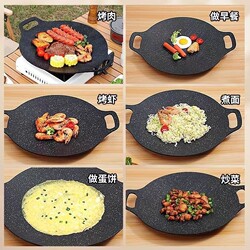 Korean-Style Grill Pan, Cast Iron Barbecue Plate, Maifan Stone Non-Stick Pan for Home and Outdoor Use, Suitable for Electric Ceramic and Gas Stoves