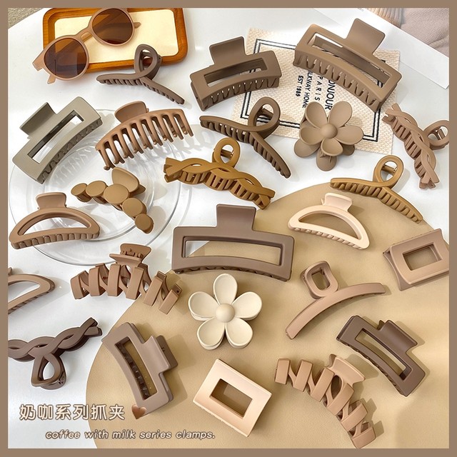 New large size shark clip for women's high-end back head frosted temperament hair clip headband hairpin square hairpin