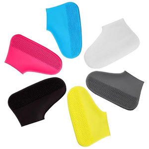 Waterproof shoe cover anti-slip thickened wear-resistant rain boot cover latex outdoor rainproof men and women rain boot cover portable mid-tube boot cover