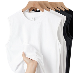 100% Xinjiang cotton! Sleeveless vest 230g heavy white pure cotton vest for women's fitness versatile T-shirt for men's thread
