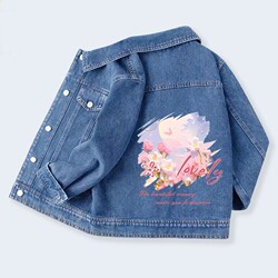 Girls' Denim Jacket, New Spring and Autumn Style, Thin Cardigan Top for Older Children, Trendy and Versatile Children's Clothing