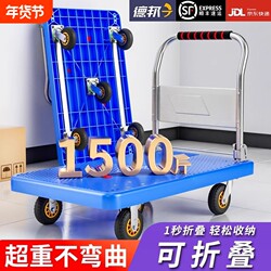 Folding Handcart for Carrying Goods, Silent Portable Trolley for Home Use, Courier, Supermarket, Nylon Flatbed Cart
