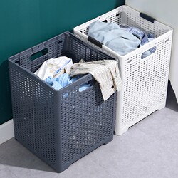 Japanese-Style Dirty Laundry Basket, Large Bathroom Foldable Laundry Basket, Hollow Plastic Dirty Clothes Storage Basket, Toy Basket