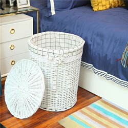 Dirty Laundry Basket, Rattan Storage Basket, Large Size with Lid, Dirty Clothes Storage Basket, Clothes Basket for Hot Pot Restaurants and Restaurants