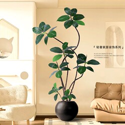 Black Diamond Artificial Green Plant Rubber Tree Indoor Living Room Large Floor-Standing Potted Plant Atmosphere Imitation Tree Decorative Ornament