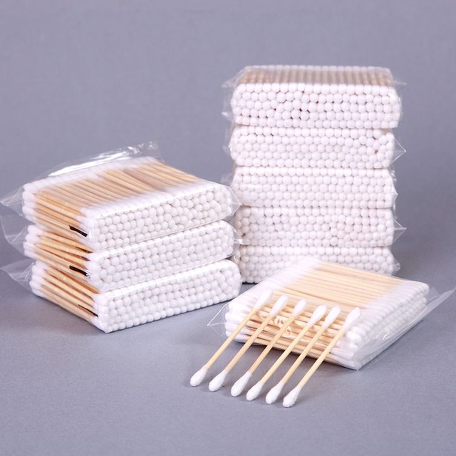 双头棉签家用棉/花棒木棒化妆棉/花棒木棒一次性小头细尖头耳朵_爱购