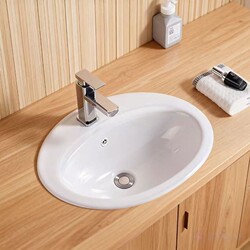 Semi-Embedded Ceramic Single-Hole Three-Hole Vintage Washbasin Countertop Basin Bathroom Sink