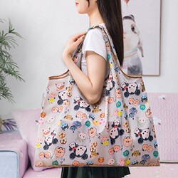 Large Eco-Friendly Shopping Bag, Foldable Waterproof Grocery Bag, Portable Shopping Bag, Vest-Style Bag, 210D Oxford Cloth Bag