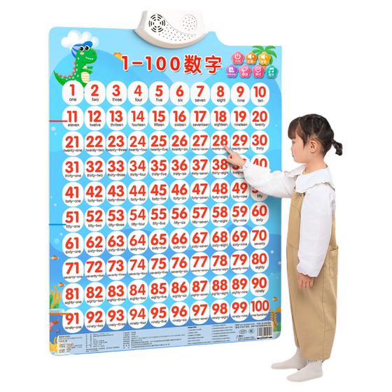 
Children's digital wall chart cognitive 1 to 100 early education audio toddler literacy baby pinyin card phonetic symbol Chinese
