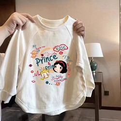 100% Pure Cotton Children's Clothing Girls' T-Shirt 2026 Spring/Summer Stylish Raglan Long-Sleeve Loose Top Casual E