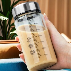 Glass Cup with Scale, Coffee and Soy Milk Cup, Traditional Chinese Medicine Cup, Women's Special Water Cup, Portable High Borosilicate, High Temperature Resistant, Insulated