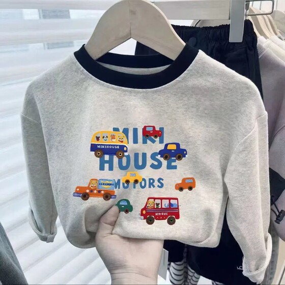 
Children's boys' bottoming shirt popular pure cotton long-sleeved T-shirt versatile cartoon new round neck thin casual spring and autumn wear L