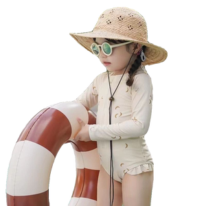 Girls in summer, long -sleeved swimsuit, fast dry baby baby seaside sunscreen jacket girl swimming shattered cute swimsuit
