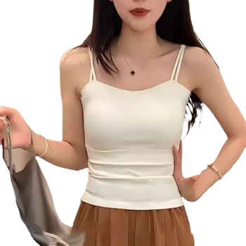 
Women's white striped suit ice silk base bra with chest pad inner strap vest