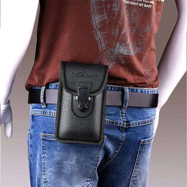 Men's leather belt mobile phone bag waist bag men's 6 inch 5 tactical ...