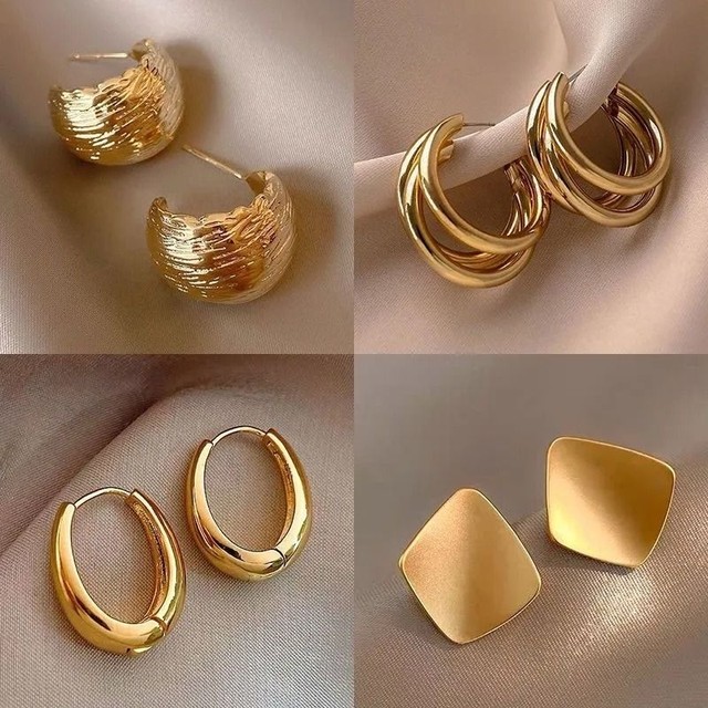 Metal advanced sensor earrings 2024 New trendy explosion earrings Cool temperament light luxury matte earrings atmosphere circle
