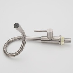 Stainless Steel 304 Faucet Kitchen Faucet Single Cold Water Sink Household Wall-Mounted Universal Basin Washbasin Single Hole