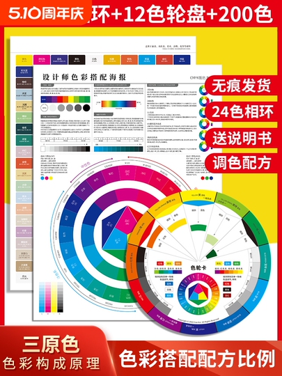 Caihuitong 12色カラーホイールカード - カラーマッチングパレット 