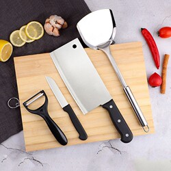Kitchen Knife and Cutting Board Two-In-One Set for Home Use, Stainless Steel Dormitory Meat Cutting Knife, Cutting Board, Complete Set with Soup Spoon