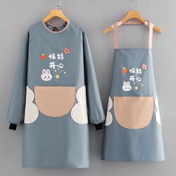 Long-Sleeved Apron for Women, Waterproof Kitchen Smock, 2024 New Model, Spring and Autumn, Oil-Proof, Stain-Resistant, Durable, with Sleeves