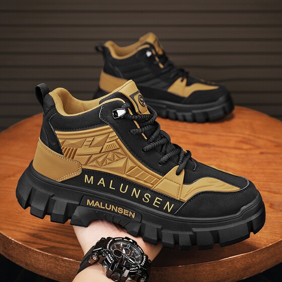 High-top men's shoes 2025 new autumn heightening work boots men's hiking Martin boots casual fashion comfortable wear-resistant