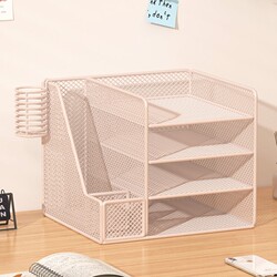 Bookshelf Desktop Book Storage Rack Student Desk Multi-Layer Book Stand Office Countertop Integrated File Organizer