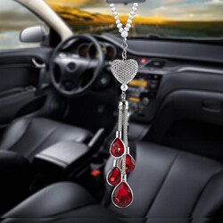 Car Rearview Mirror Pendant Alloy Metal Ornament Rhinestone Hanging Decoration Car Interior Crystal Accessory Car Decoration