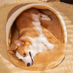 Dog Bed Sleeping Bag, Warm in Winter, Removable and Washable, Enclosed Type for a Sense of Security, Suitable for Small and Medium-Sized Dogs, Corgis, Pets, Cats, and Can Be Used in All Seasons