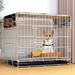 Dog Cage, Teddy Small Dog Cage, Metal Household Indoor and Outdoor Folding Dog House, Car-Mounted Cage, Pet Cat Cage, Rescue Cage