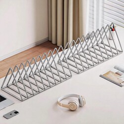 Desktop Bookshelf, Multifunctional Record Storage Rack, Creative Picture Book Holder for Bedroom, Light Luxury Magazine Metal Display and Storage Organizer