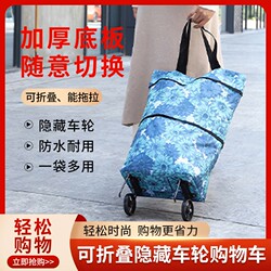 Supermarket Eco-Friendly Shopping Bag, Foldable Portable Grocery Bag with Wheels, Retractable Trolley Bag