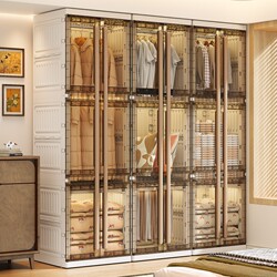 Plastic Simple Wardrobe for Home Use in the Bedroom, Movable for Adults and Children, Wall-Mounted Integrated Clothing Storage Cabinet