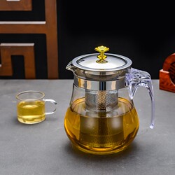 Glass Tea Set with Teapot, Infuser Cup, Tea-Water Separation, High-Temperature Resistant, Large Capacity, Infuser Pot, Flower Teapot, Tea Cup Set