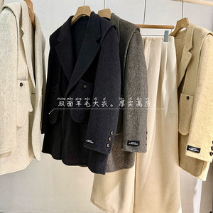 
High-end goods. Double-sided woolen lapel mid-length coat winter thick coat WR
