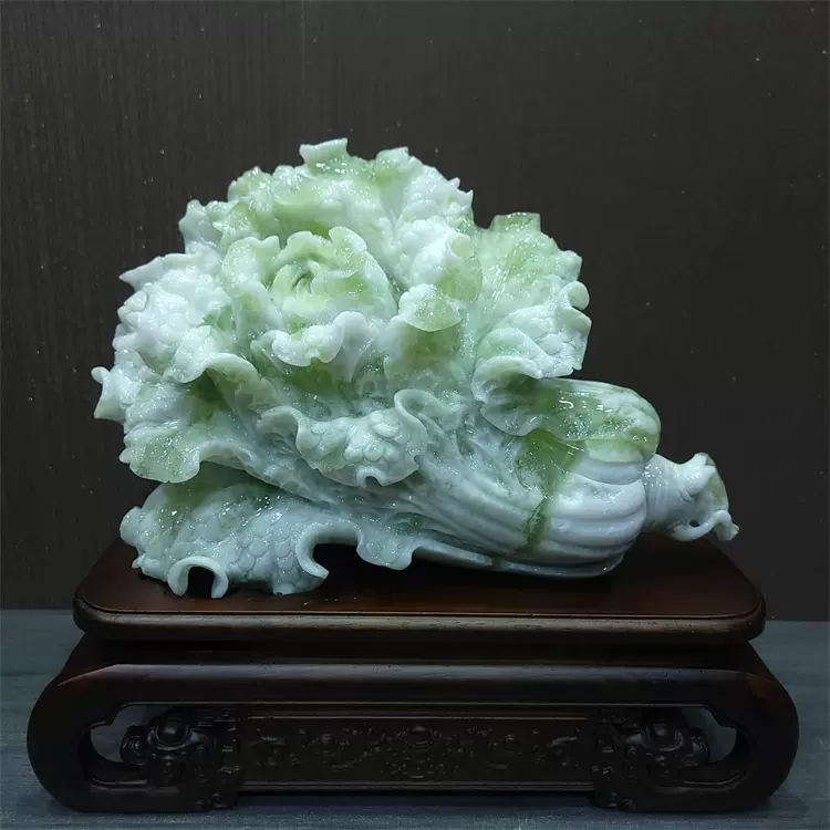 假一賠十》岫巖玉石白菜甲翠玉家居擺設玄關擺件包郵