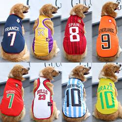 Spring and summer large, medium and small dog golden retriever dog clothing cat clothes pet cat vest World Cup dog clothes supplies